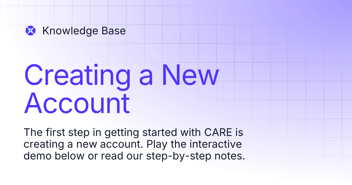 Creating a New Account | Knowledge Base